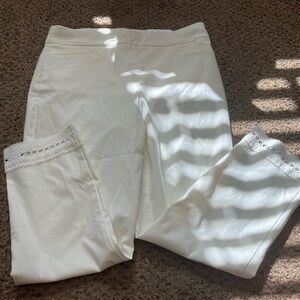 Chico's Ivory Pants with Lace Detail
